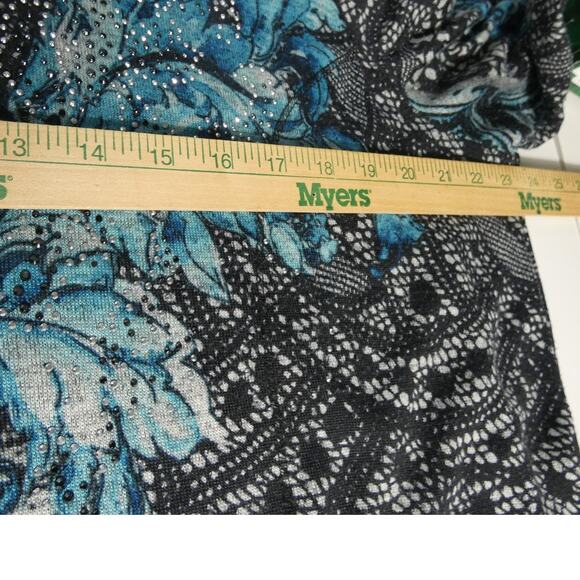 Onque Woman 1X Hooded Zippered Shirt Rhinestones Colorful Casual Plus - Picture 6 of 7